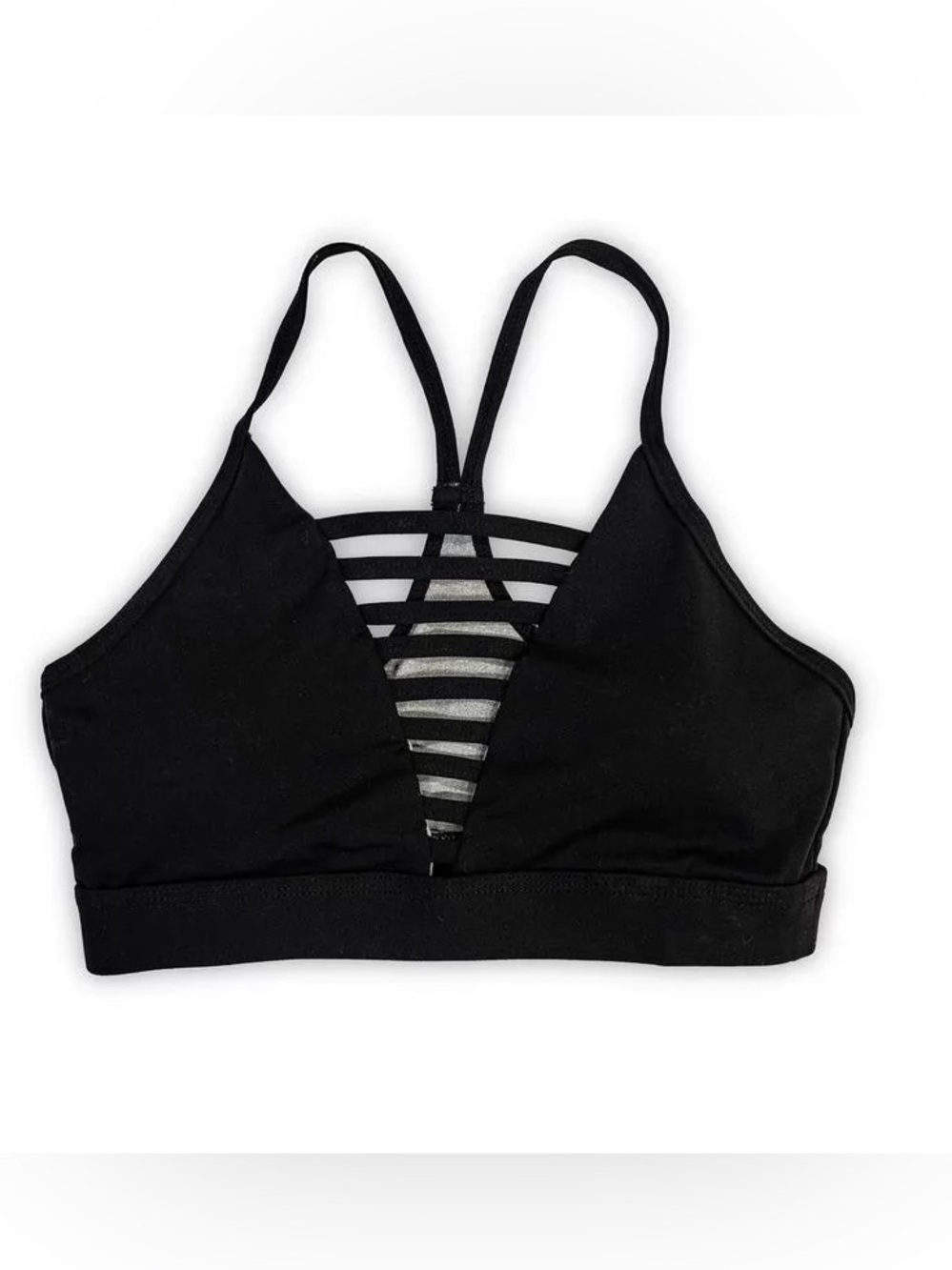 The Barbell Cartell Black Strappy Padded CrossFit Evolution Sports Bra Womens M